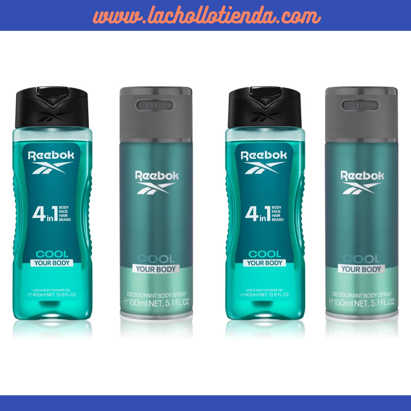 Reebok PACK - Gel De Ducha 2X400ml + Desodorante 2X150ml  Cool Your Body Para Hombre