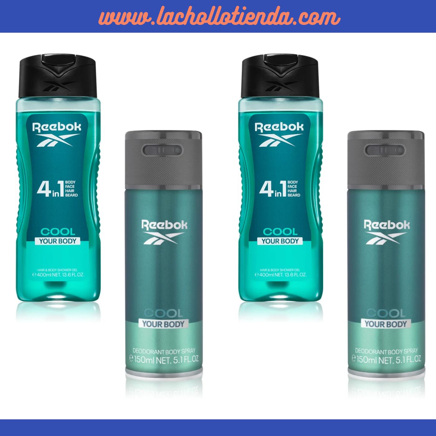 Reebok PACK - Gel De Ducha 2X400ml + Desodorante 2X150ml  Cool Your Body Para Hombre