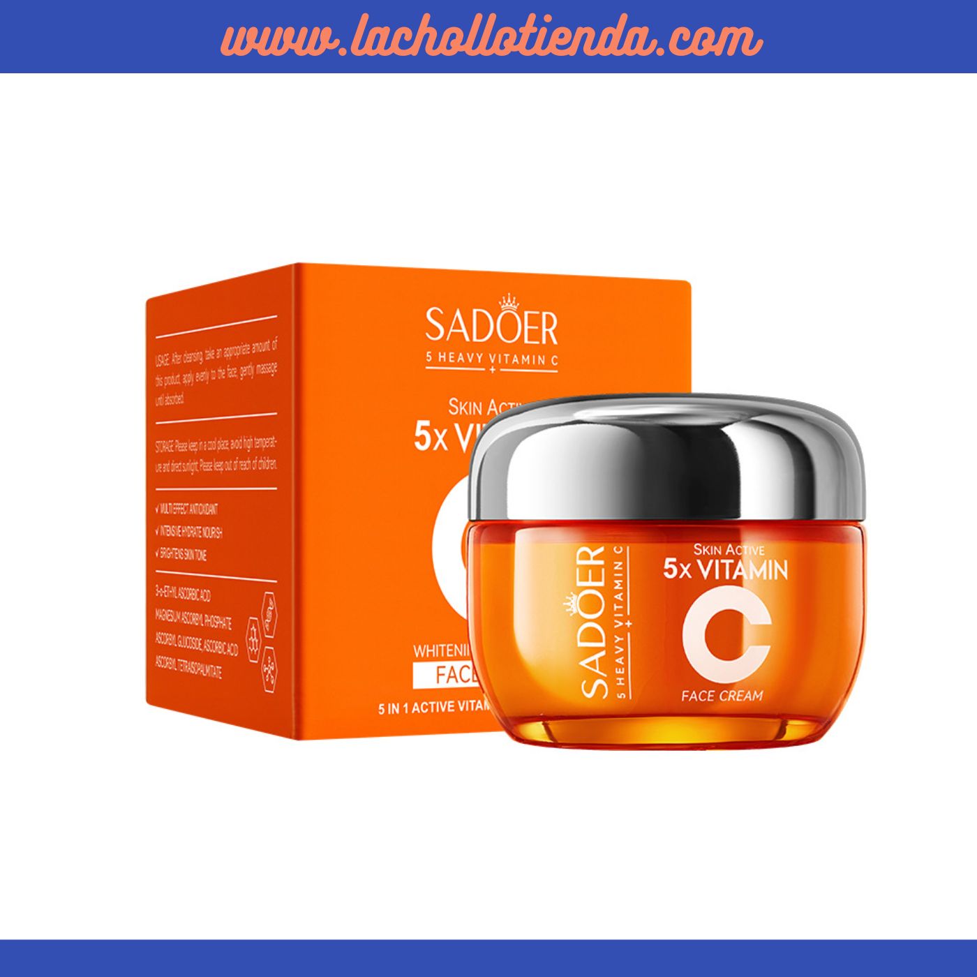 Sadoer PACK - Crema Hidratante con Vitamina c y Niacinamida 50g + Barra de crema para Contorno de Ojos con Retinol - Stick 3g