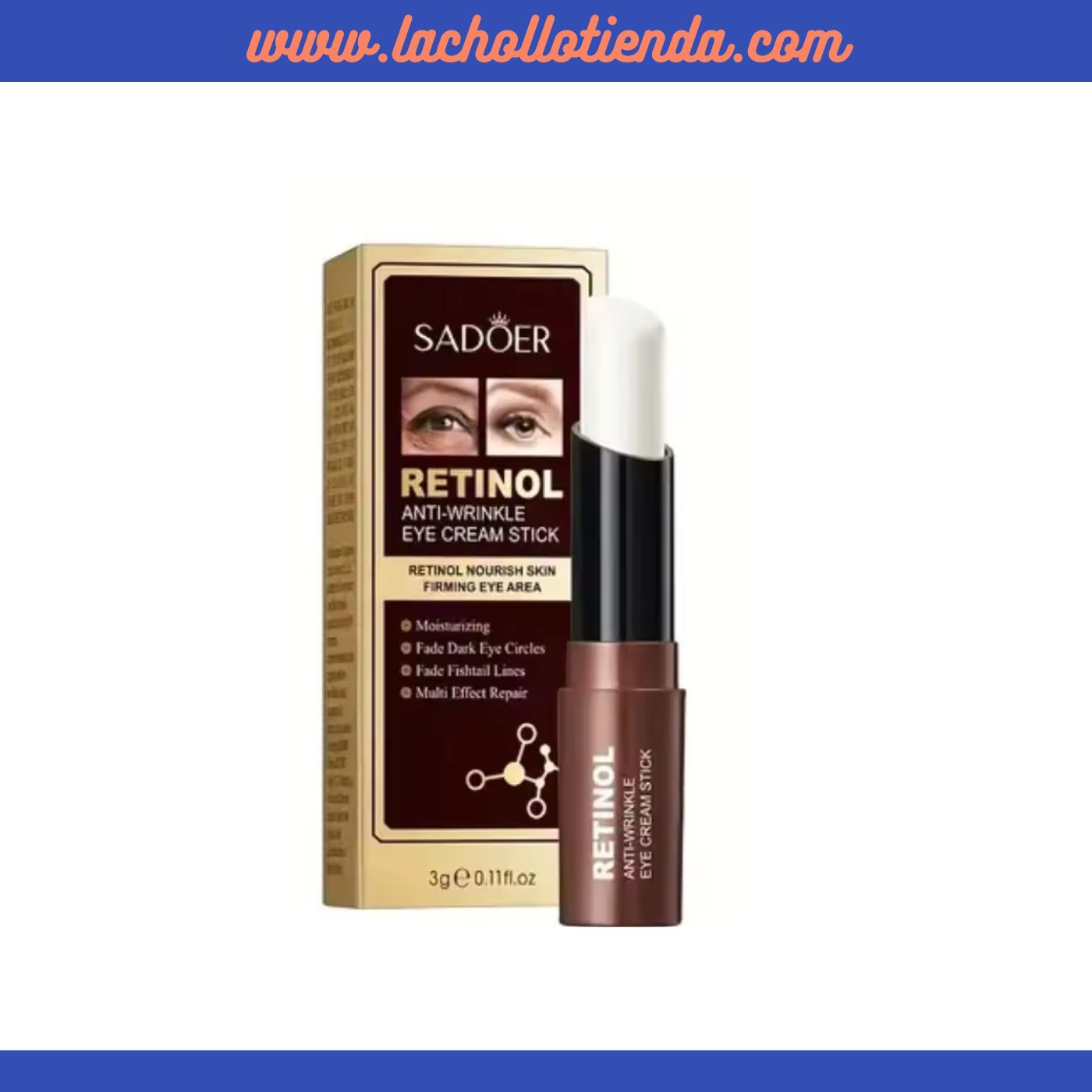 Sadoer PACK - Crema Hidratante con Vitamina c y Niacinamida 50g + Barra de crema para Contorno de Ojos con Retinol - Stick 3g