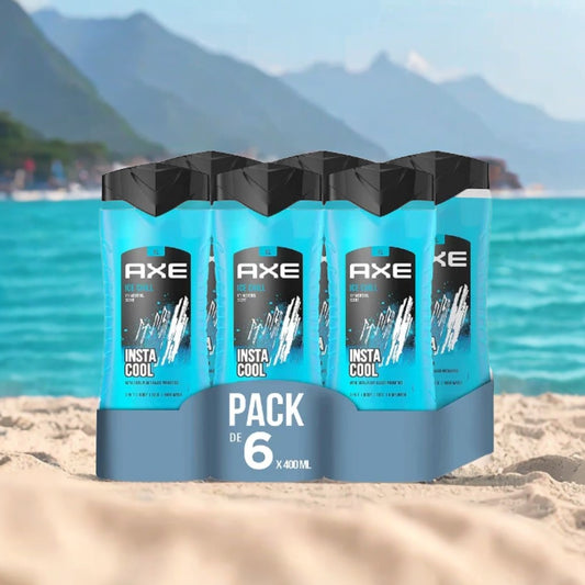 AXE- Ice Chill Gel de Ducha Para Hombre 3en1 - Cara - Cuerpo - Pelo 6X400ml
