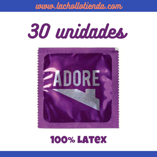 Pack 30 Preservativos Adore Extra Sure  100% Latex