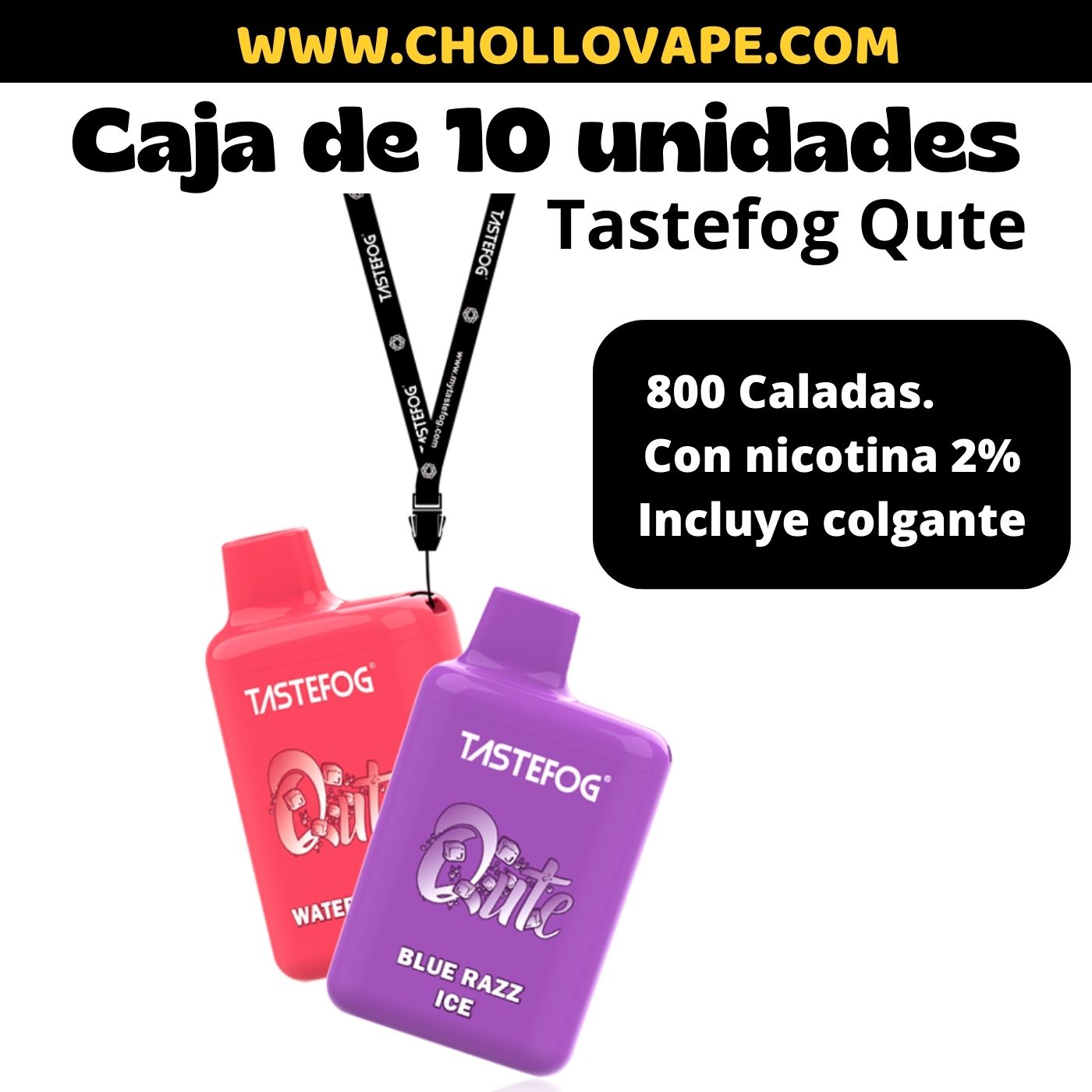 Caja 10 unidades Tastefog Qute (800 Caladas con nicotina 2%)